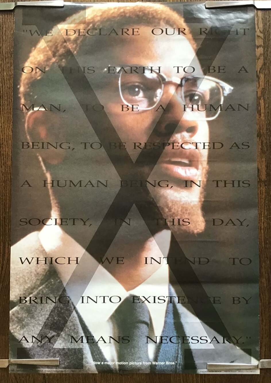 VTG 1992 23” x 35” Malcolm X Movie Promo Poster By Any Means Necessary SPIKE LEE